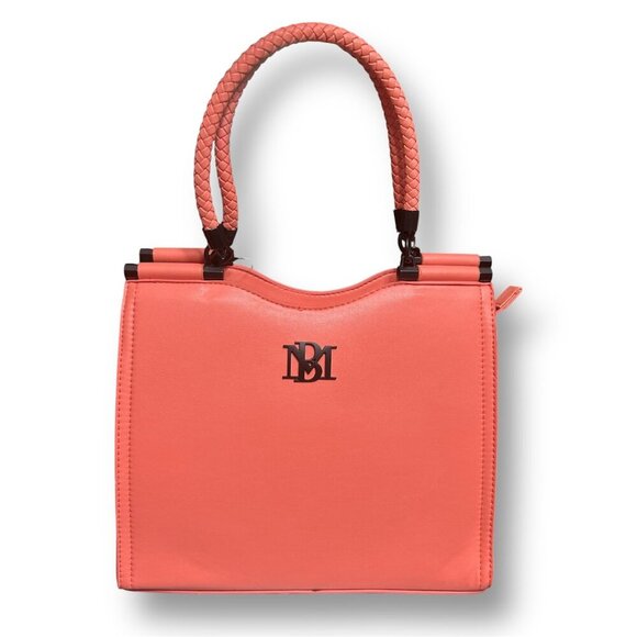 Badgley Mischka Coral Vegan Leather Crossbody Bag Braided Handle Zip Top NWT - Picture 1 of 9